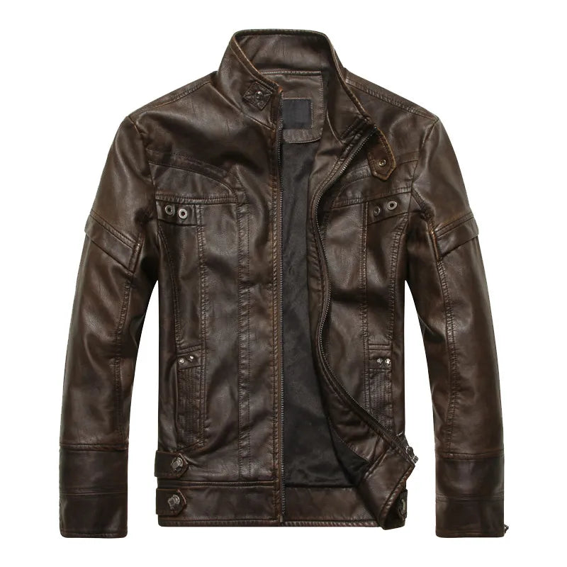 Heren Leren Coat Motor Jacket