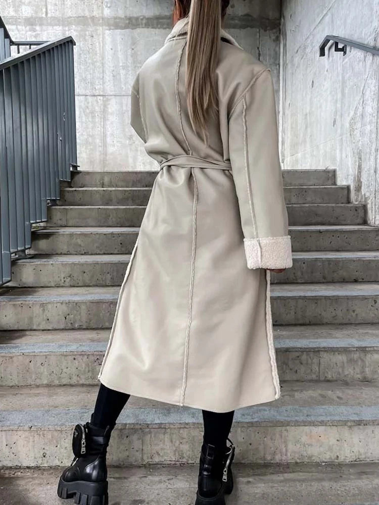 Lange Leren Dames Coat