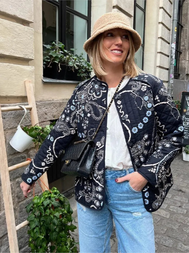 Vintage Jacket met Print Dames