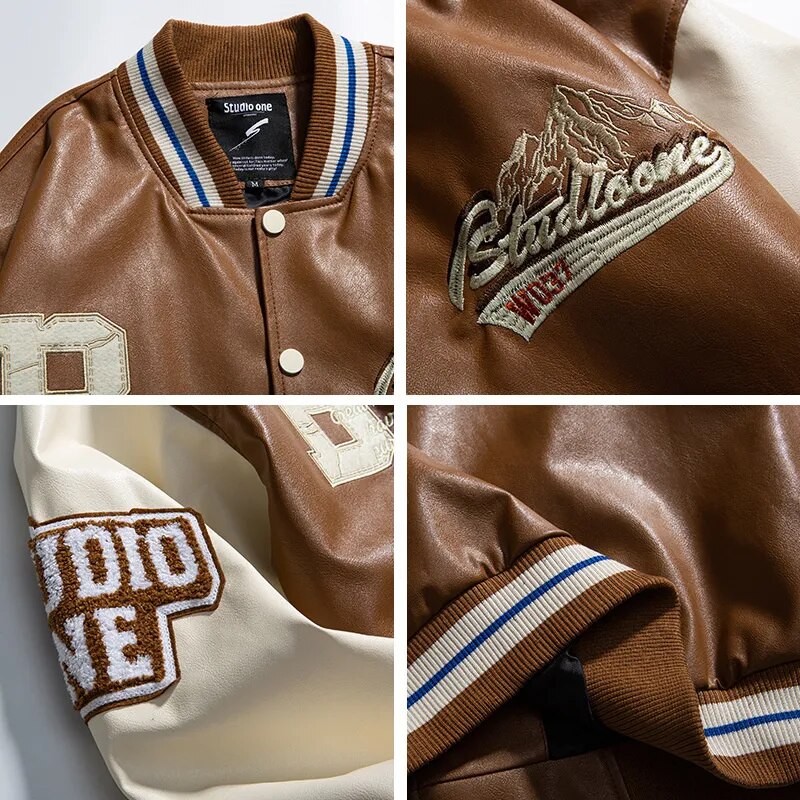 Leren Baseball Jacket Unisex